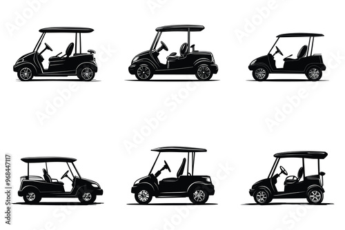 Golf car silhouette vector