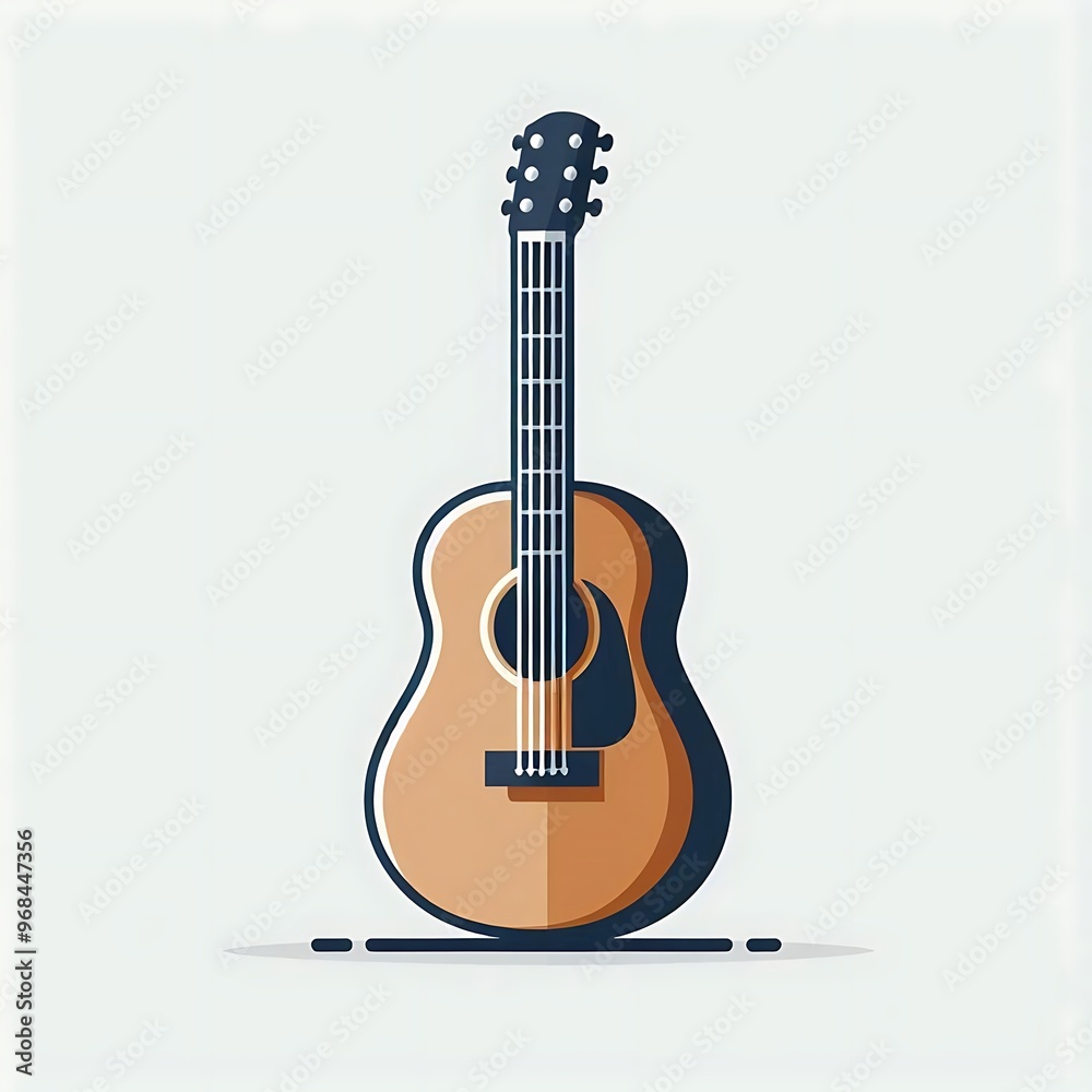 Obraz premium Acoustic guitar, flat illustration of musical instruments, for play, concert, musical parties, songs, for graphics design