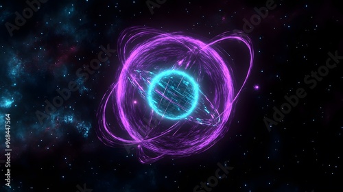 42. A detailed illustration of a rotating neutron star (pulsar) photo