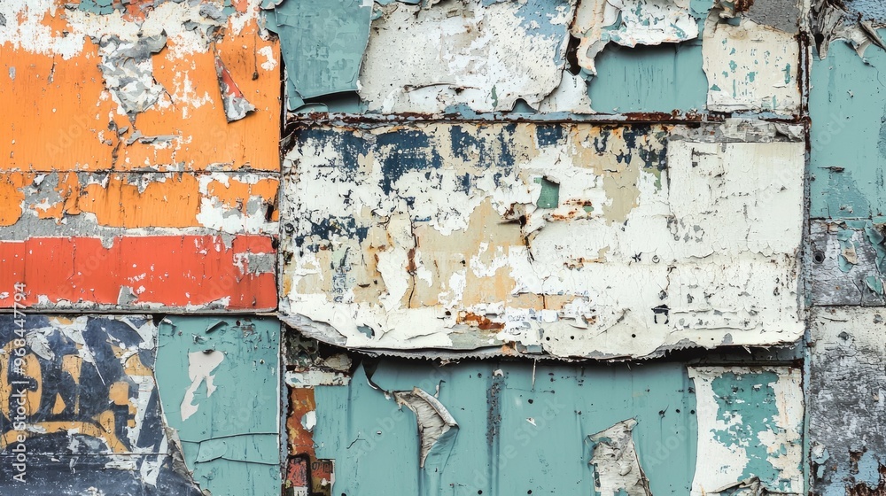 Cracked and peeling layers of old billboards Cracked and peeling layers of old billboards
