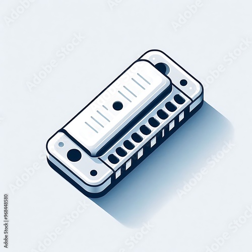 Harmonica, flat illustration of musical instruments, for play, concert, musical parties, songs, for graphics design