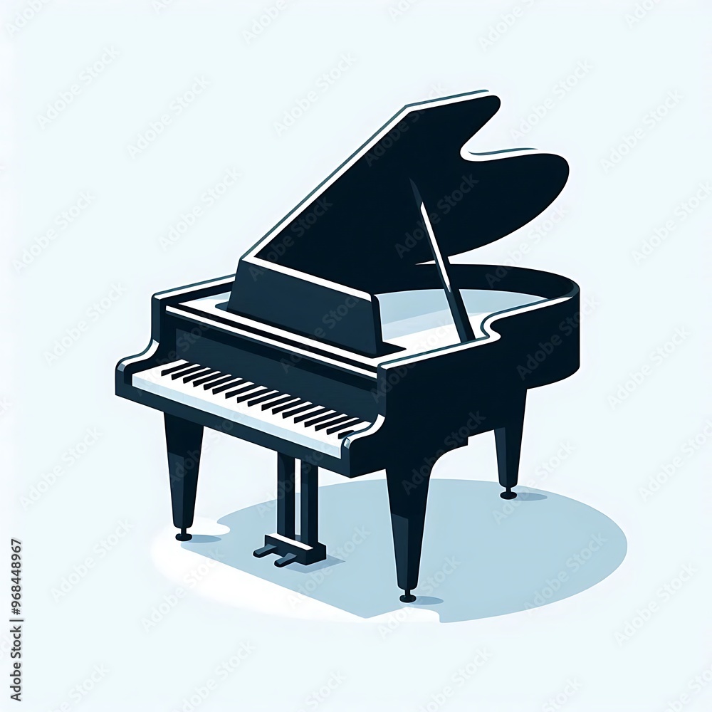 Piano, flat illustration of musical instruments for play concert musical parties songs Piano, flat illustration of musical instruments for play concert musical parties songs