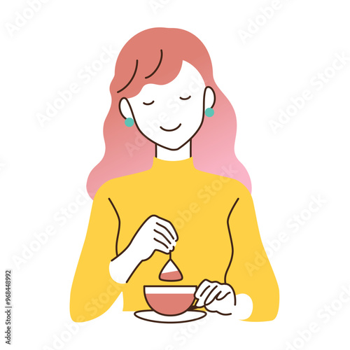 イラスト：秋の女性・イラストカット