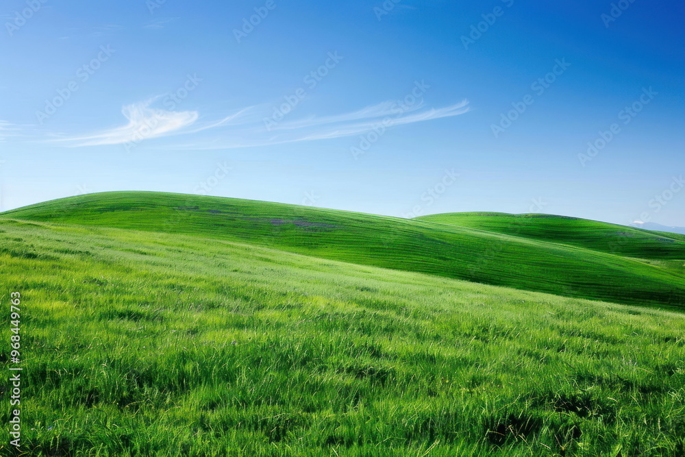 Smooth meadow on the hill with blue sky, beautiful landscape Smooth meadow on the hill with blue sky, beautiful landscape