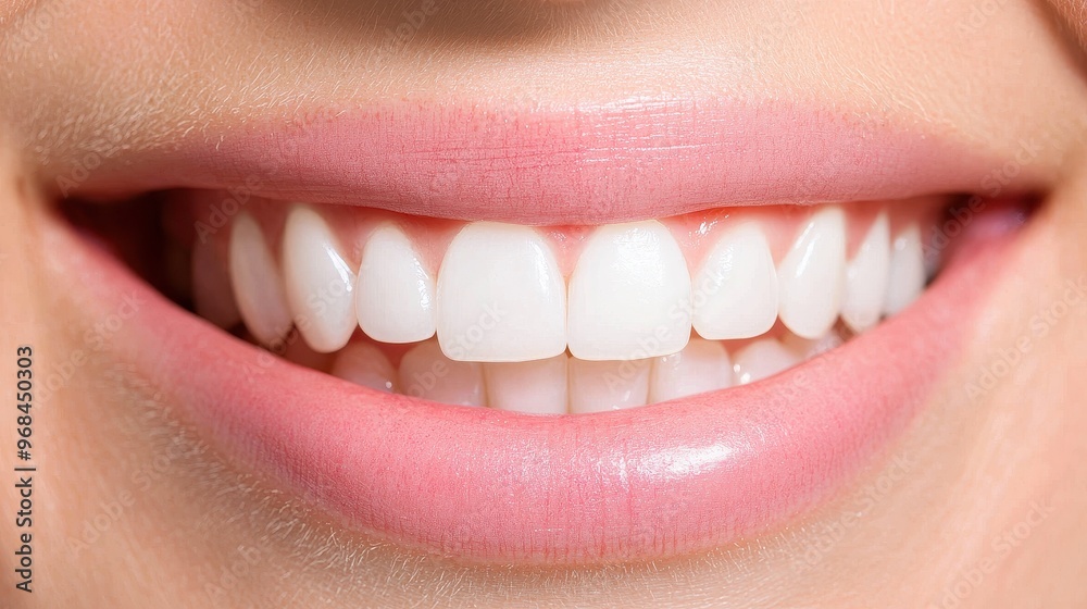 Obraz premium Closeup of a beautiful smile with white teeth