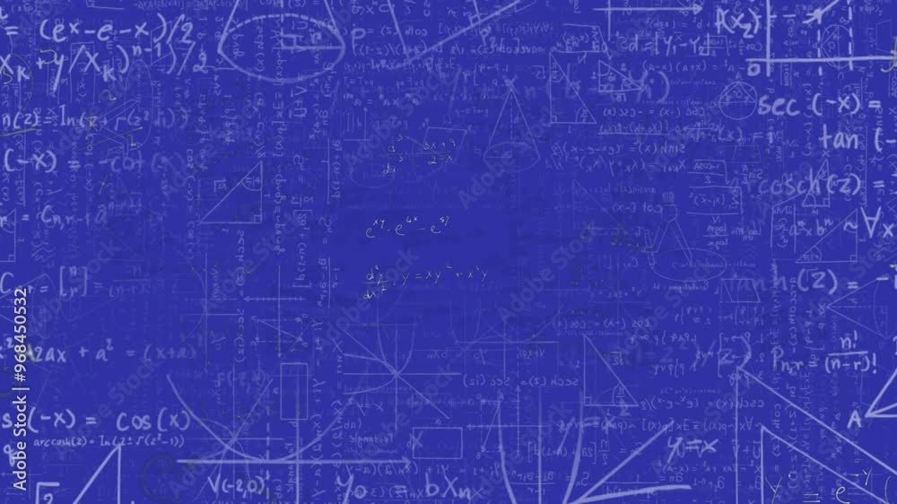Animation of mathematical data processing over blue backgorund Animation of mathematical data processing over blue backgorund