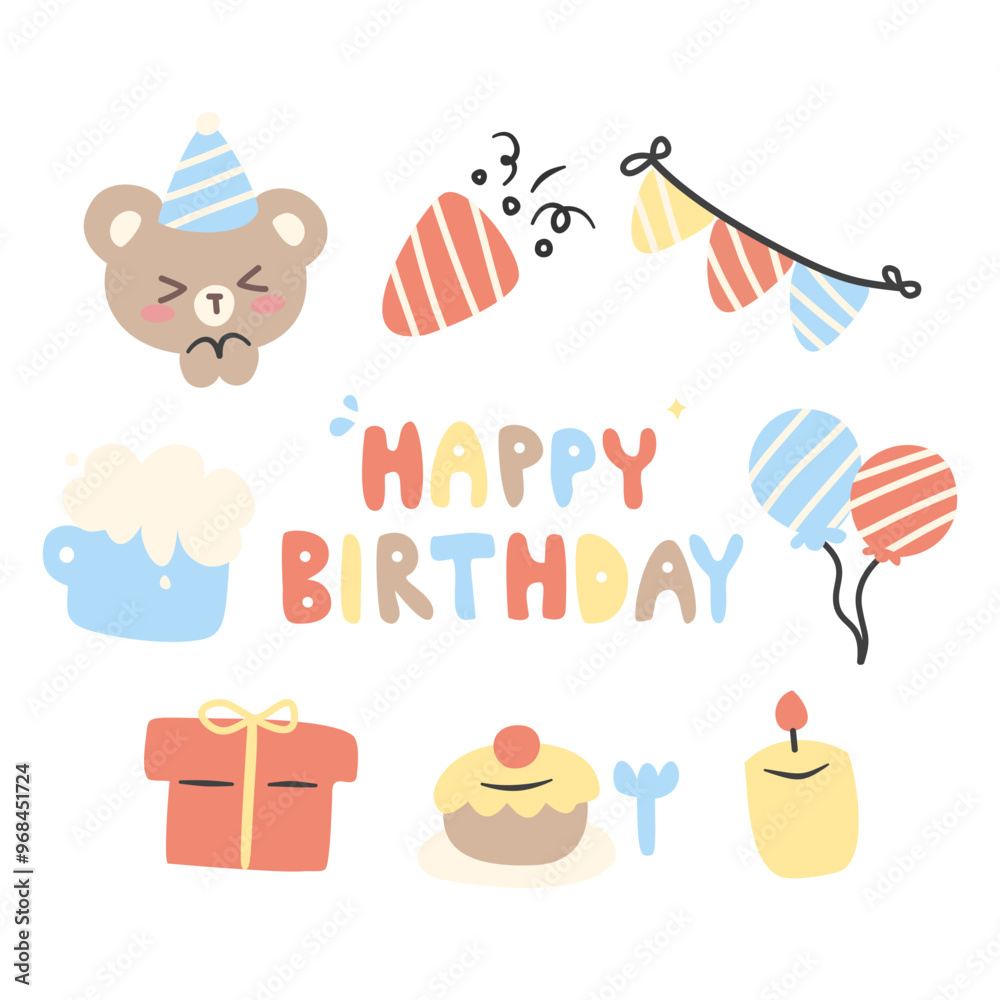 Fototapeta premium set of birthday elements