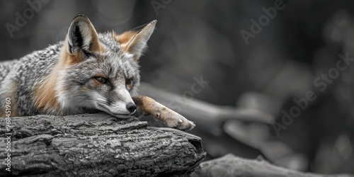 Monochrome gray fox from a southern region in a standing position. photo