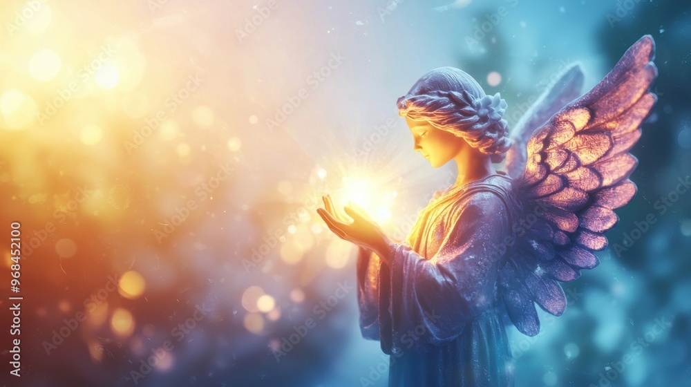 Angel with glowing hands.