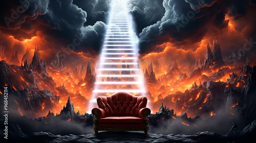 Waiting in purgatory on a comfy sofa when an angel staircase beams down from heaven