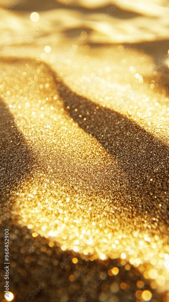 Close-up of golden shimmering sand with bokeh effect, sparkling texture. Abstract luxury and elegance concept Close-up of golden shimmering sand with bokeh effect, sparkling texture. Abstract luxury and elegance concept
