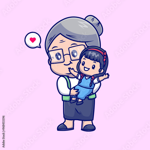 Cute Grandmother Holding Baby Girl Cartoon Vector Icon
Illustration. People Family Icon Concept Isolated Premium
Vector. Flat Cartoon Style
