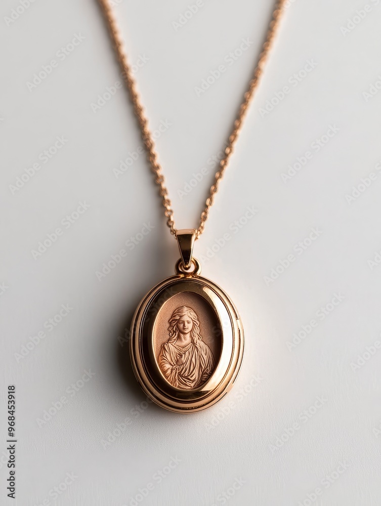 A delicate rose gold chain necklace features an oval engraved locket with a custom photo inside, ideal for storing a special memory or portrait of a loved one. The locket symbolizes love, remembrance, A delicate rose gold chain necklace features an oval engraved locket with a custom photo inside, ideal for storing a special memory or portrait of a loved one. The locket symbolizes love, remembrance,