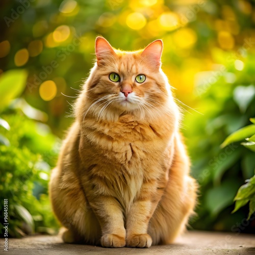 cute fat orange cat with thick fur