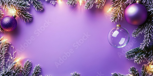 Merry Christmas and Happy New Year bright colorful composition. Xmas background with festive decorative elements. Festive banner and web poster, greeting card, flyer and brochure