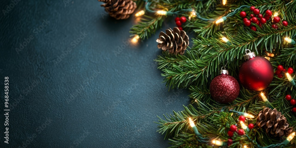 Merry Christmas and Happy New Year bright colorful composition. Xmas background with festive decorative elements. Festive banner and web poster, greeting card, flyer and brochure Merry Christmas and Happy New Year bright colorful composition. Xmas background with festive decorative elements. Festive banner and web poster, greeting card, flyer and brochure