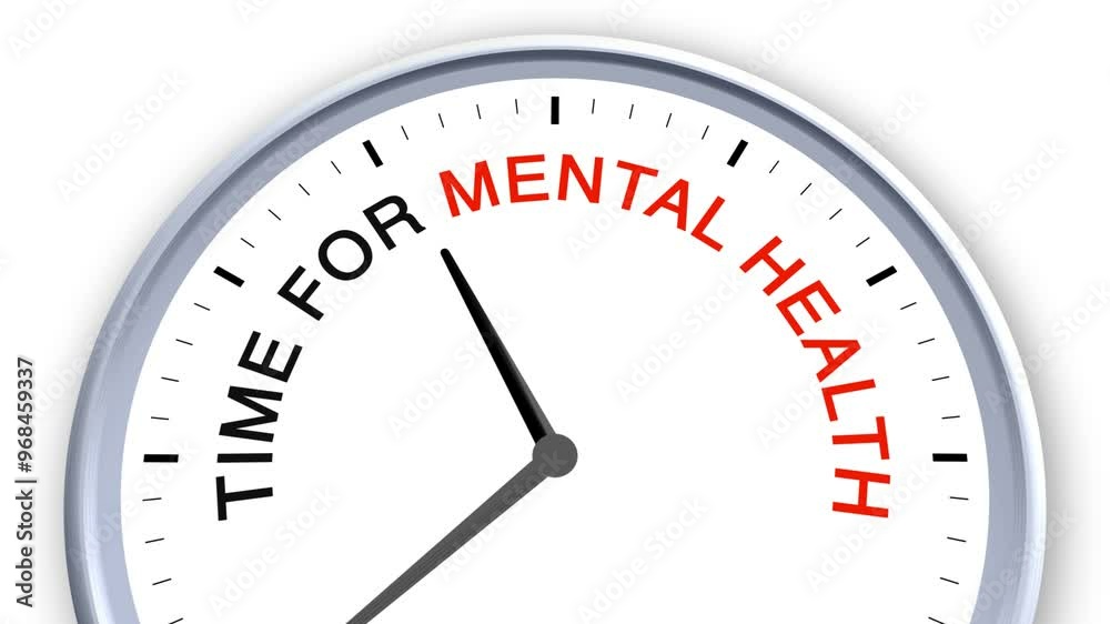 Time for Mental Health Word or Text on Clock Moving Fast for Time Concept on White Background and Green Screen Time for Mental Health Word or Text on Clock Moving Fast for Time Concept on White Background and Green Screen