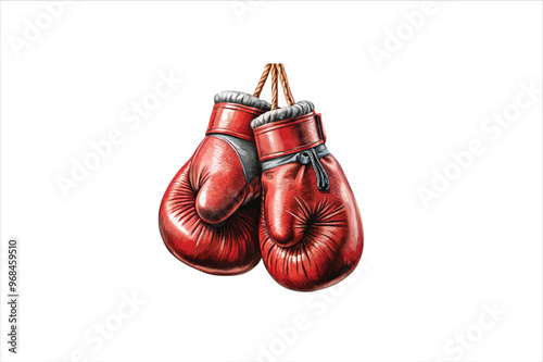 Vector of a fiery red boxing gloves. Boxing gloves on white background.