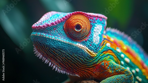 Colorful Chameleon Close Up Reptile Skin Texture Macro Photography