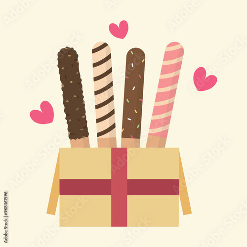 chocolate stick in the present