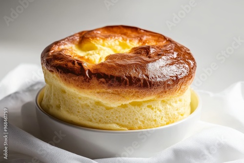 A perfectly baked souffle with a golden brown crust, light and airy texture, symbolizing indulgence, culinary mastery, French cuisine, dessert, and comfort food.