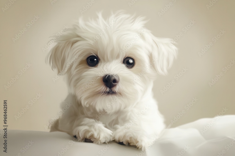 Adorable small white dog with fluffy fur and big eyes, showcasing charm and cuteness in a cozy indoor setting. Adorable small white dog with fluffy fur and big eyes, showcasing charm and cuteness in a cozy indoor setting.