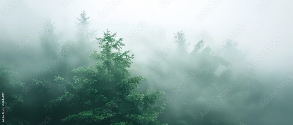 Misty Emerald Forest, a tranquil woodland shrouded in soft fog, where lush green trees create an enchanting atmosphere, inviting exploration and reflection. Misty Emerald Forest, a tranquil woodland shrouded in soft fog, where lush green trees create an enchanting atmosphere, inviting exploration and reflection.