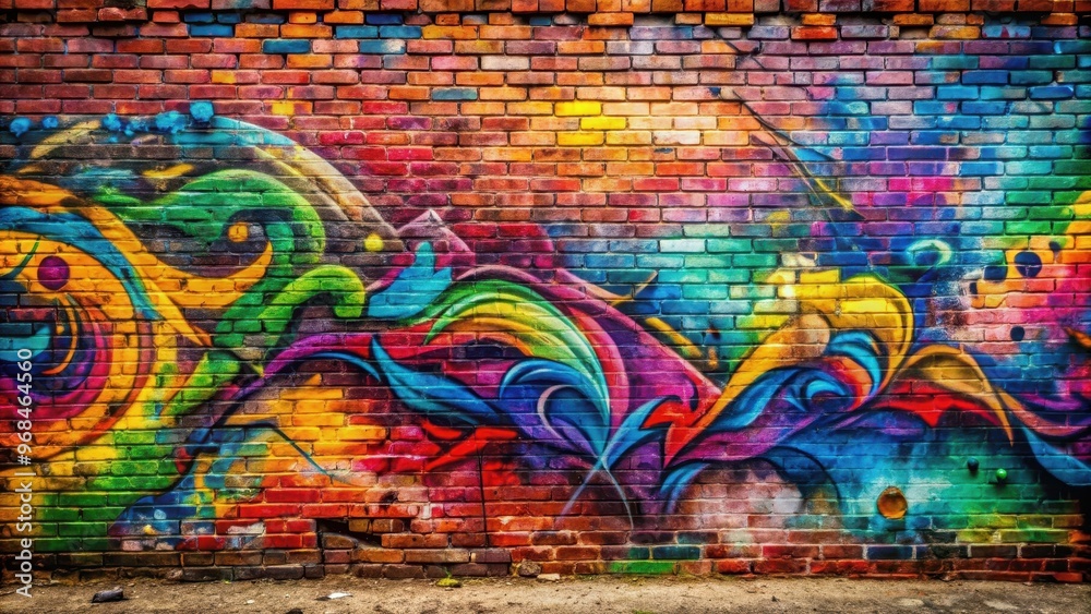 Colorful graffiti art on a weathered brick wall , urban, street art, spray paint, mural, vibrant, graffiti, grunge Colorful graffiti art on a weathered brick wall , urban, street art, spray paint, mural, vibrant, graffiti, grunge