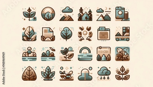natural style icon set