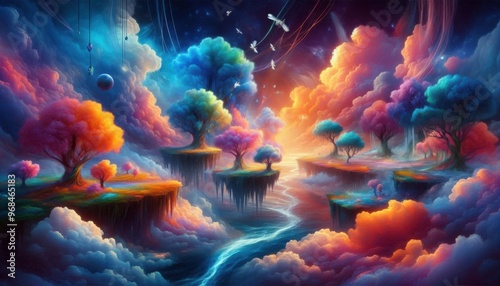 a funtastic dream floating island over the cloud photo