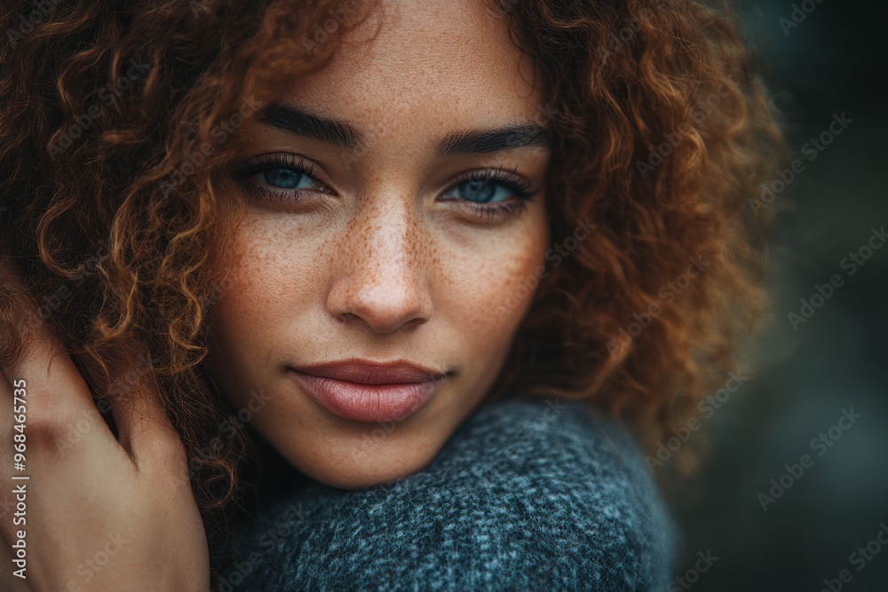 Close Up Portrait of a Woman with Red Hair and Blue Eyes Close Up Portrait of a Woman with Red Hair and Blue Eyes