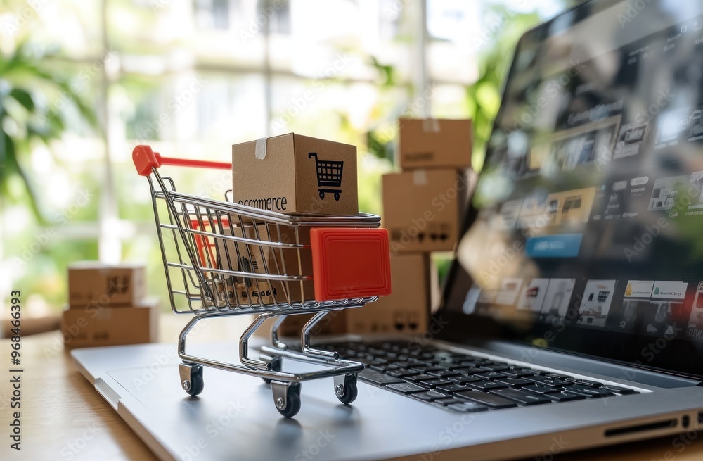 E-commerce Shopping Cart on Laptop