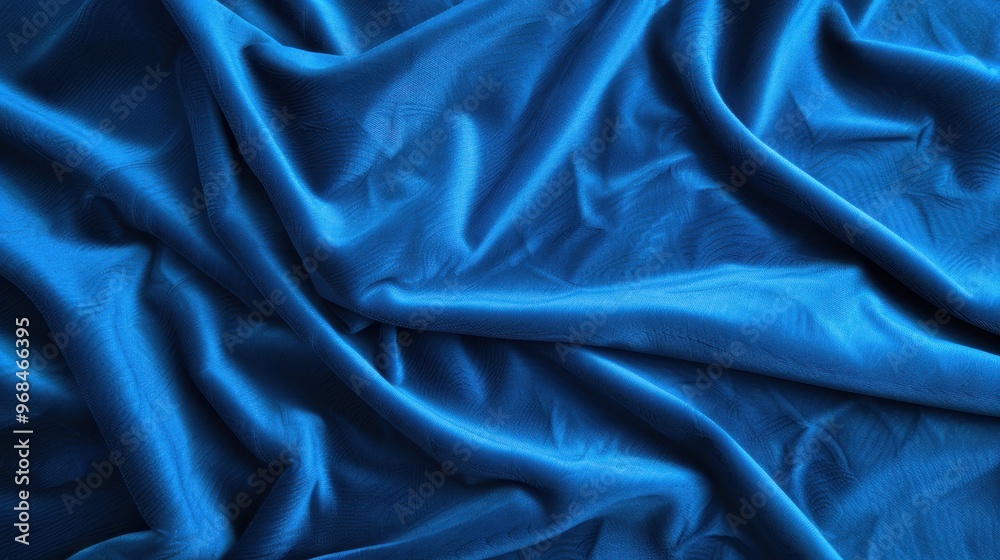 Obraz premium Blue velvet backdrop, soft and smooth textile surface, perfect for elegant presentations, luxurious events, or artistic displays, adding depth and richness to any setting.