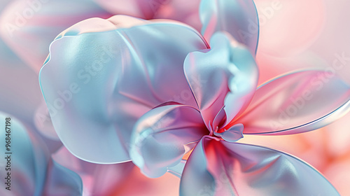 A close-up view of soft, pastel-colored flower petals, creating an ethereal and delicate appearance in a digital art style.