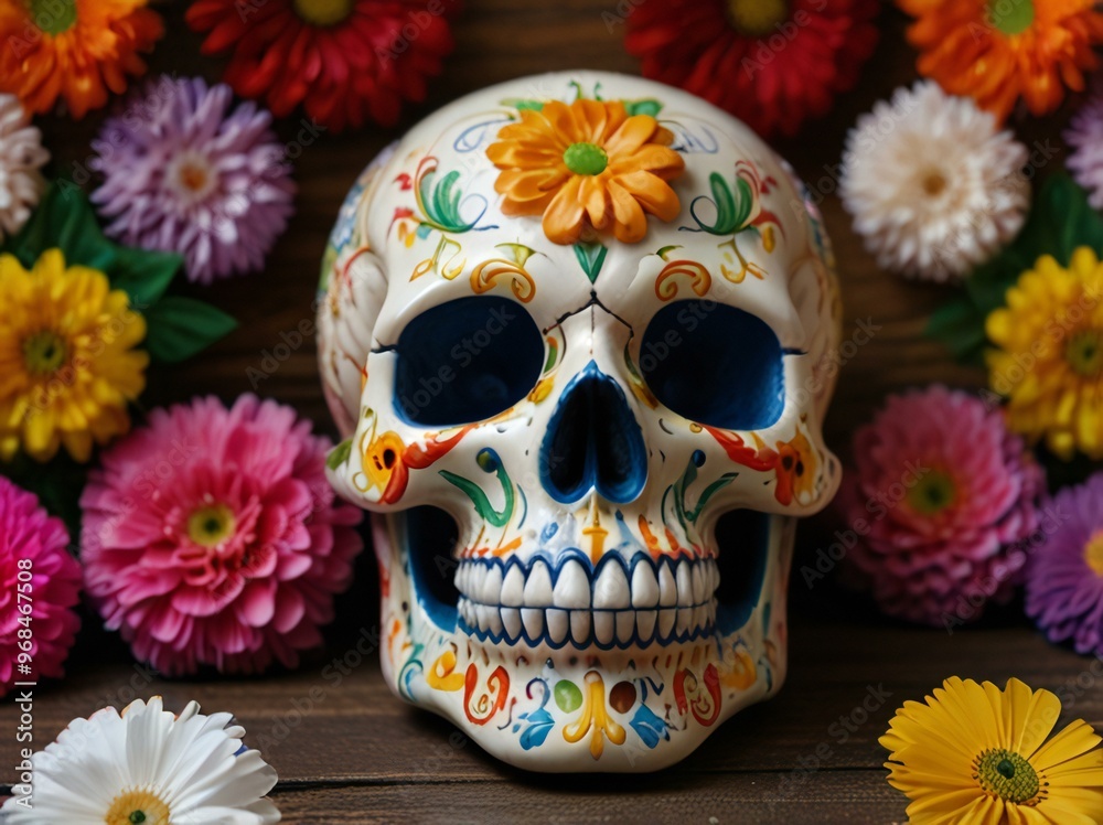 Fototapeta premium skull and flowers