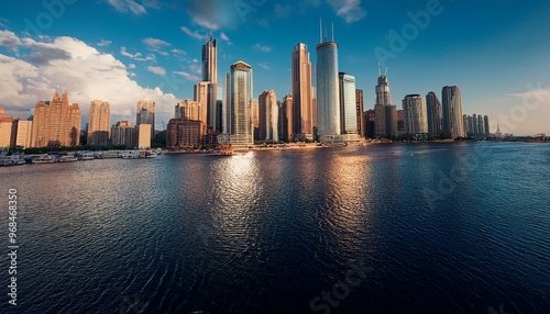 city skyline at dusk