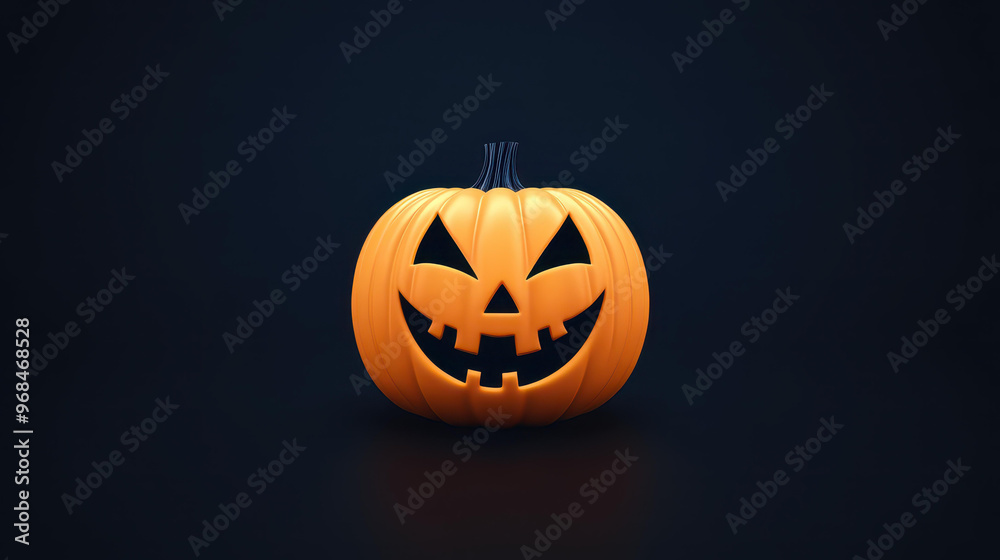 Fototapeta premium Discover a spooky 3D creepy pumpkin illustration, perfect for Halloween vibes and eerie decor against a sleek dark backdrop.