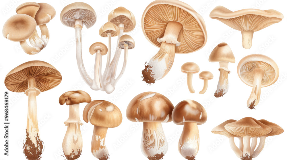 Fresh champignon mushrooms on transparent background Fresh champignon mushrooms on transparent background