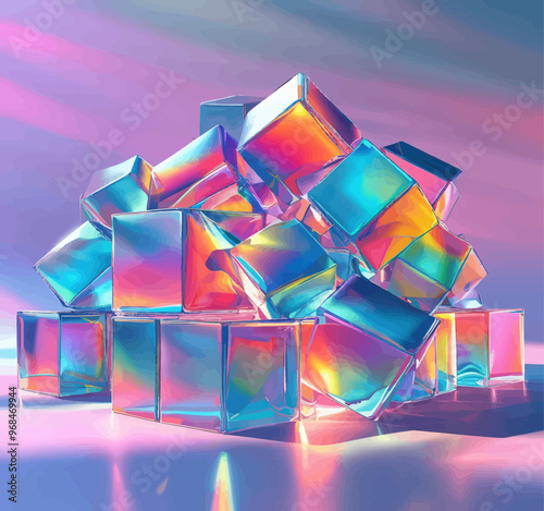 Colorful 3D Glass Cube Stack
