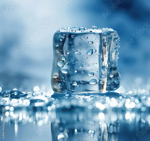 Crystal Ice Cubes Melting in Water
