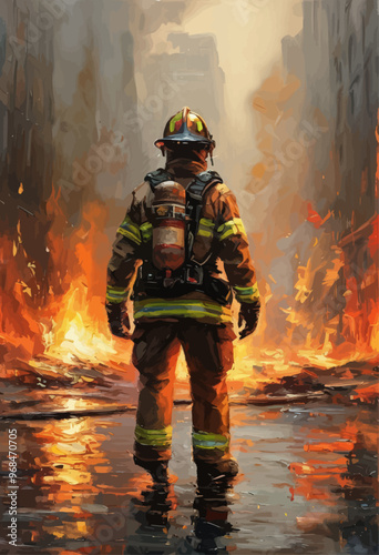 Firefighter in action: Battling a blaze