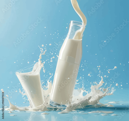 Milk splashing from a bottle