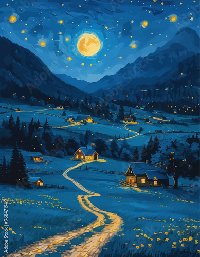 Nighttime Scenic Mountain Road