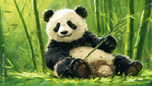 Panda in Bamboo Forest