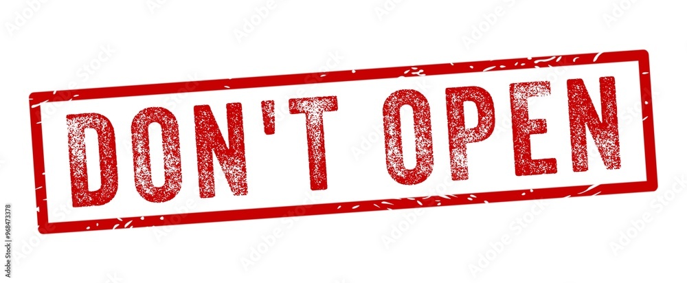 Don't Open Red Watermark Stamp isolated on white background. Text caption in rectangular box with grunge design style. Don't Open Red Watermark Stamp isolated on white background. Text caption in rectangular box with grunge design style.