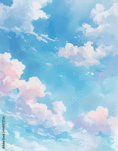 Soft, pastel-hued sky with fluffy clouds and a hint of blue