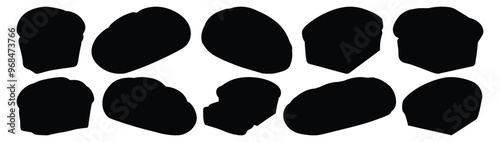 Bread silhouettes set, bakery pack of vector silhouette design, isolated background