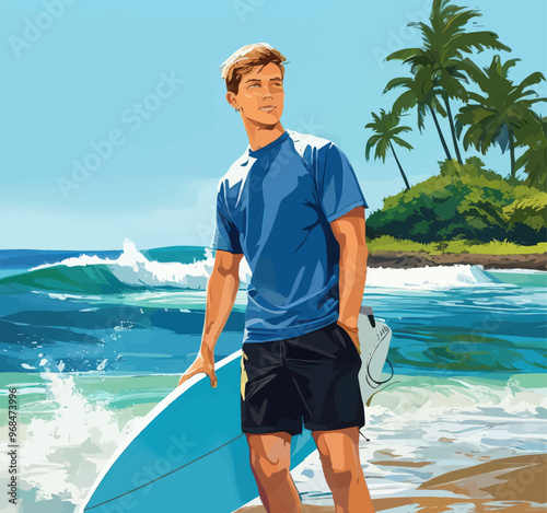 Surfer's Paradise: A Young Man's Dreamy Ocean Adventure