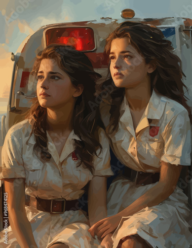 Two women in uniforms, contemplating the future