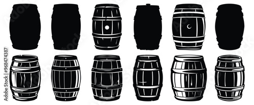 Barrel silhouette set vector design big pack of barrel illustration and icon photo